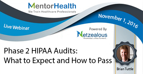 I will be speaking to real life audits conducted by the Federal government for Phase 2 (I've been on both sides of these audits) what your highest risks are for being fined (some of the risk factors may surprise you). It seems almost daily now I am receiving calls from nervous practice managers and compliance officers all over the USA regarding these new Phase 2 audit letters

read More : www.mentorhealth.coam/control/w_product/~product_id=800830LIVE?channel=mailer&camp=Webinar&AdGroup=allconferencealerts_NOV_2016_SEO